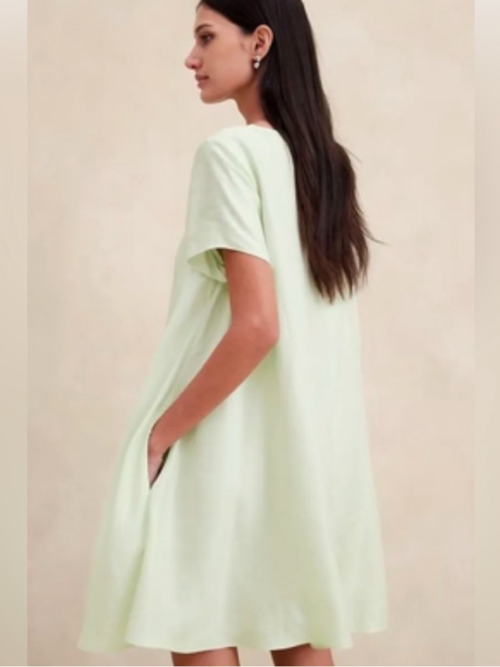 NWT Banana Republic Aurelia Dress - Pale Green - Medium Petite - Picture 3 of 11
